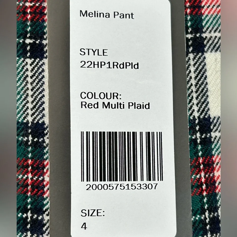 NWT Hunter Bell Melina‎ Plaid Cigarette Wool Pant Size 4